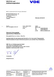 VDE Factory Certificate