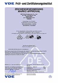 VDE Cable Knife Certificate